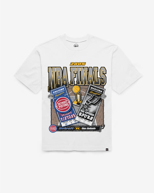 DETROIT PISTONS VS. SAN ANTONIO SPURS NBA FINALS DUELING COURT MATCHUP '47 FOUNDATION TEE