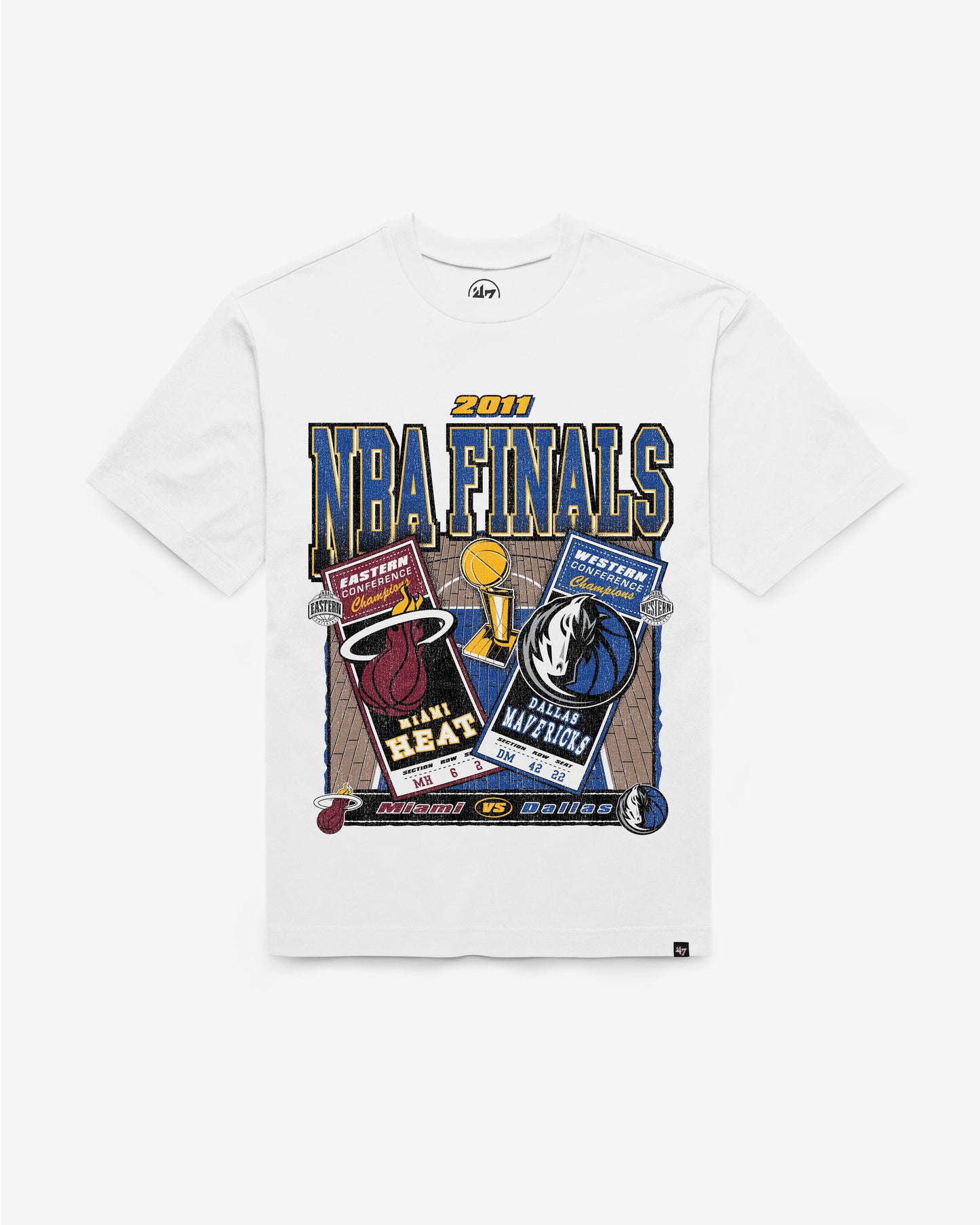 MIAMI HEAT VS. DALLAS MAVERICKS NBA FINALS DUELING COURT MATCHUP '47 FOUNDATION TEE