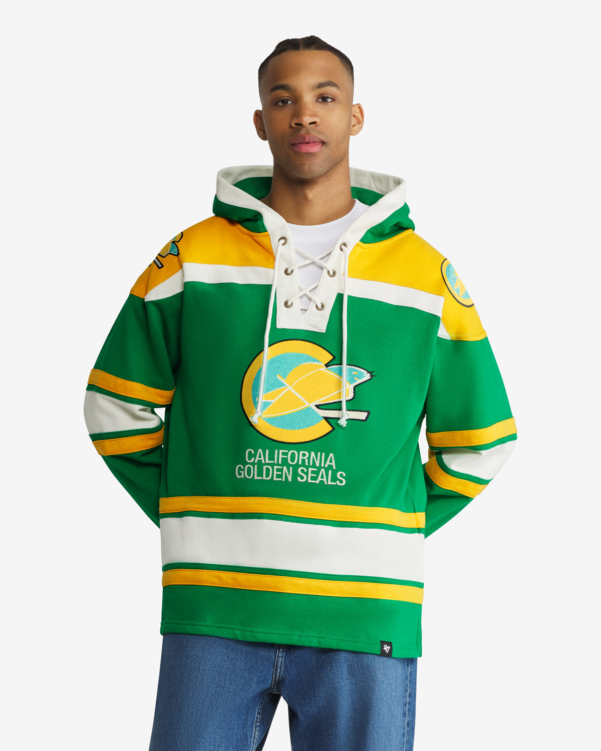 CALIFORNIA GOLDEN SEALS VINTAGE SUPERIOR '47 LACER HOOD